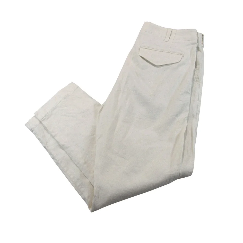 Banana Republic Mens Pants 33x30 Cream Slim Fit Linen Cotton Chino